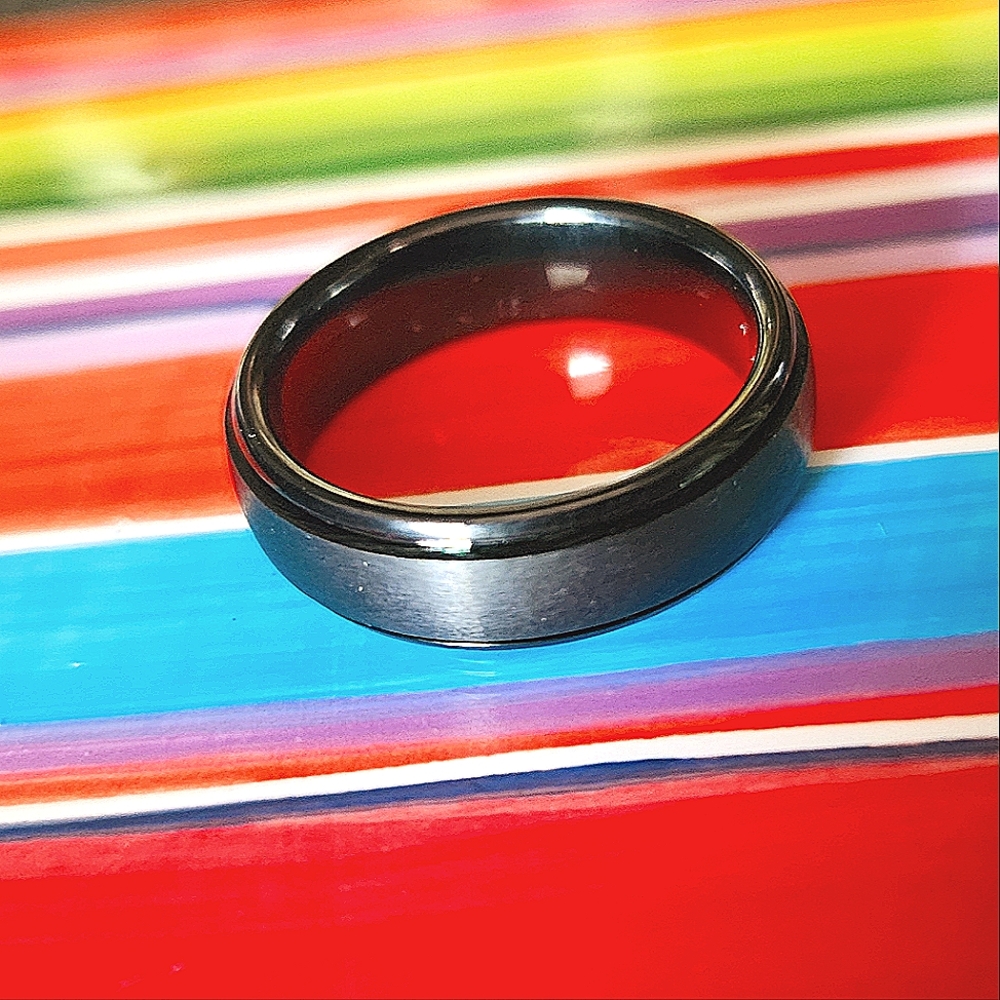 Black Tungsten carbide wedding ring, size 9